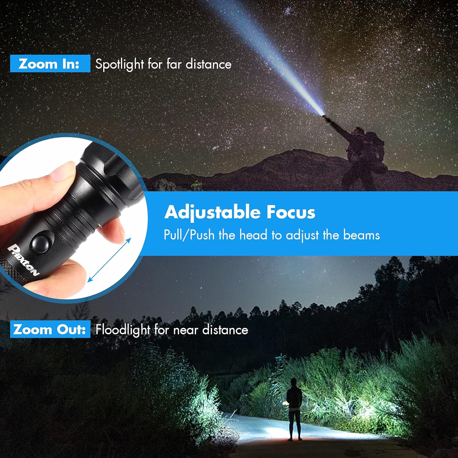 Rechargeable Tactical Handheld Flashlight 5000 Lumen Zoomable Waterproof k7