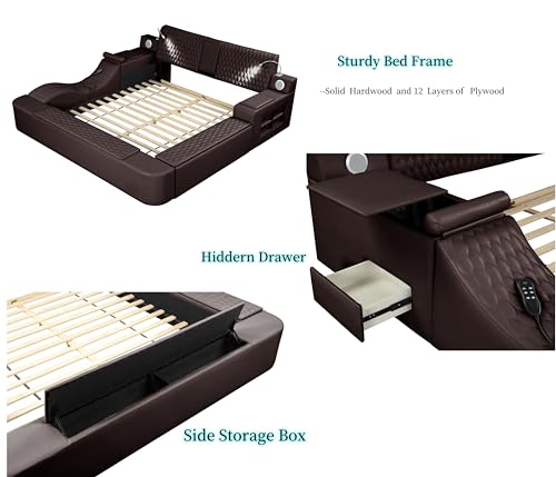 Queen Size Smart Bed Frame with Massage Recliner and Storage a7k