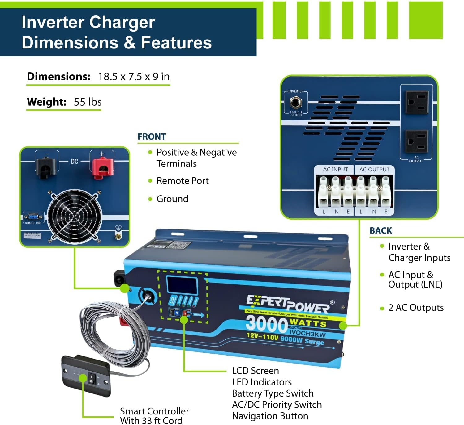 2.5KWH 12V Solar Power Kit LiFePO4 100Ah 400W Mono Panels MPPT Controller Inverter Off Grid a7