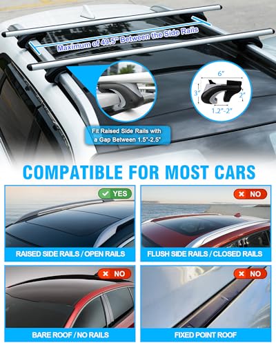 Car Roof Rack Cross Bars 55" Aluminum Universal Adjustable a7