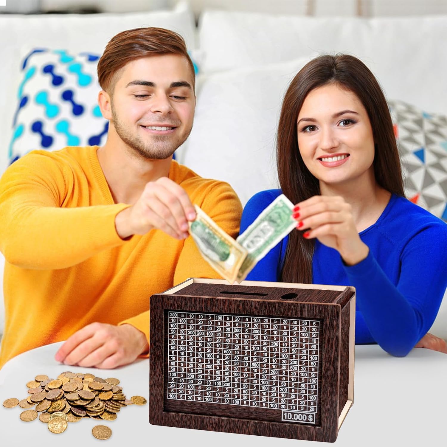 Wooden Money Saving Box with Counter for Adults and Kids a7
