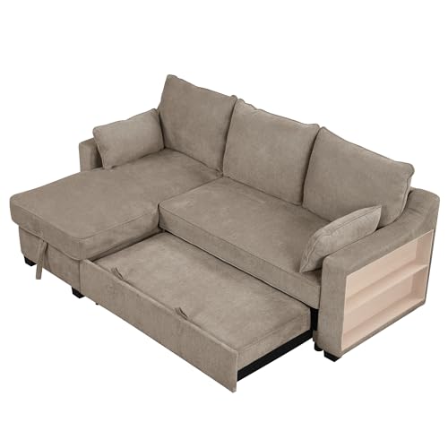 Pull Out Sleeper Sofa L-Shaped Convertible with Storage Chaise a7