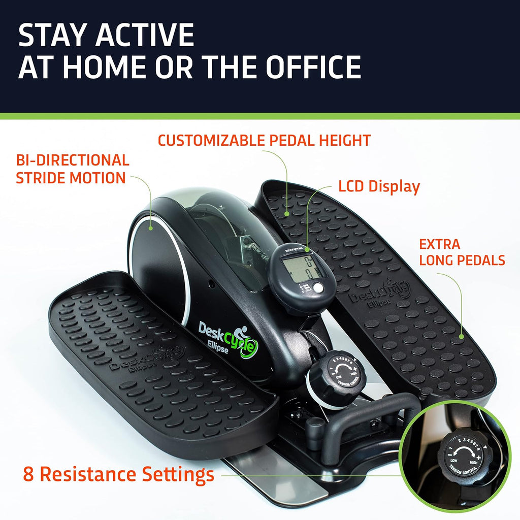 Ellipse Under Desk Elliptical Machine, Compact Seated Pedal Exerciser, Black k7