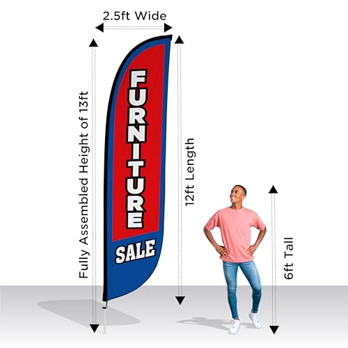 Feather Flag Pole Kit 12ft Fiberglass with Ground Spike Blue a7