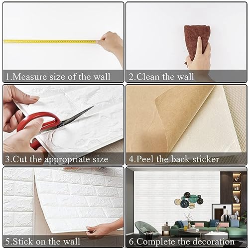 Brick Wall Panels 20 Pack Peel and Stick 3D Wallpaper Waterproof Foam Faux Brick q7