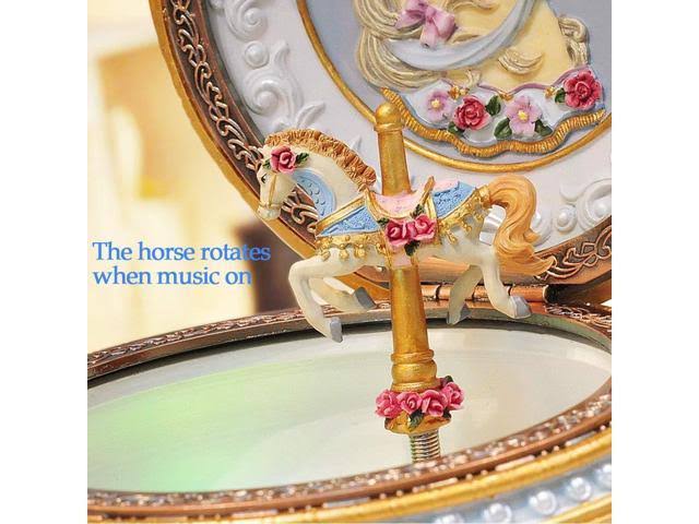 Carousel Horse Music Box LED Twinkling Resin Carved Mechanical Musical Box k7m