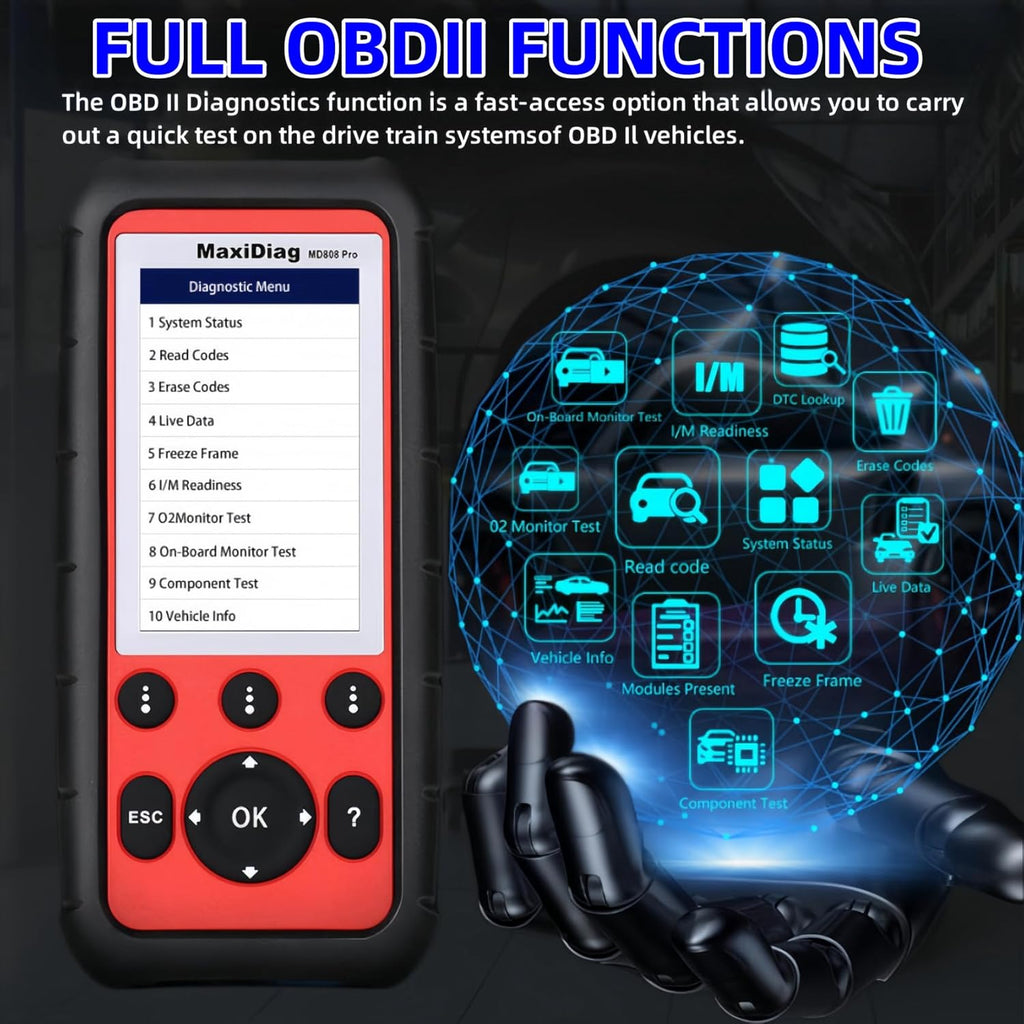 OBD2 Scanner All System Diagnostic Tool MD808 Pro 7 Reset Service k9