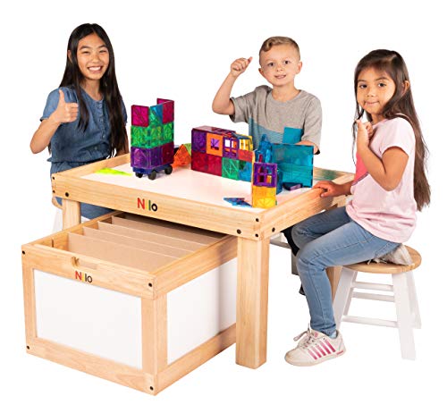 Kids Play Table Set with 2 Detachable Two-Sided Baseplates a7
