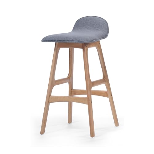 Mid-Century Modern Bar Stool Set of 2 Wood Counter Height Chairs with Footrests Charcoal k7