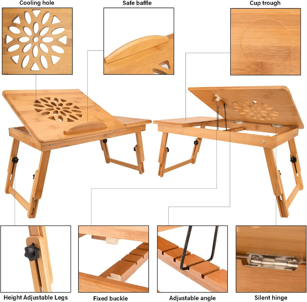 Bamboo Adjustable Laptop Desk Tray q7k