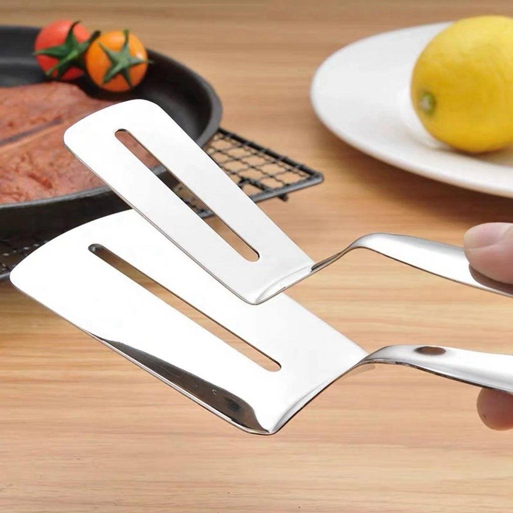 Stainless Steel Double-Sided Shovel Clip Kitchen Tongs a7
