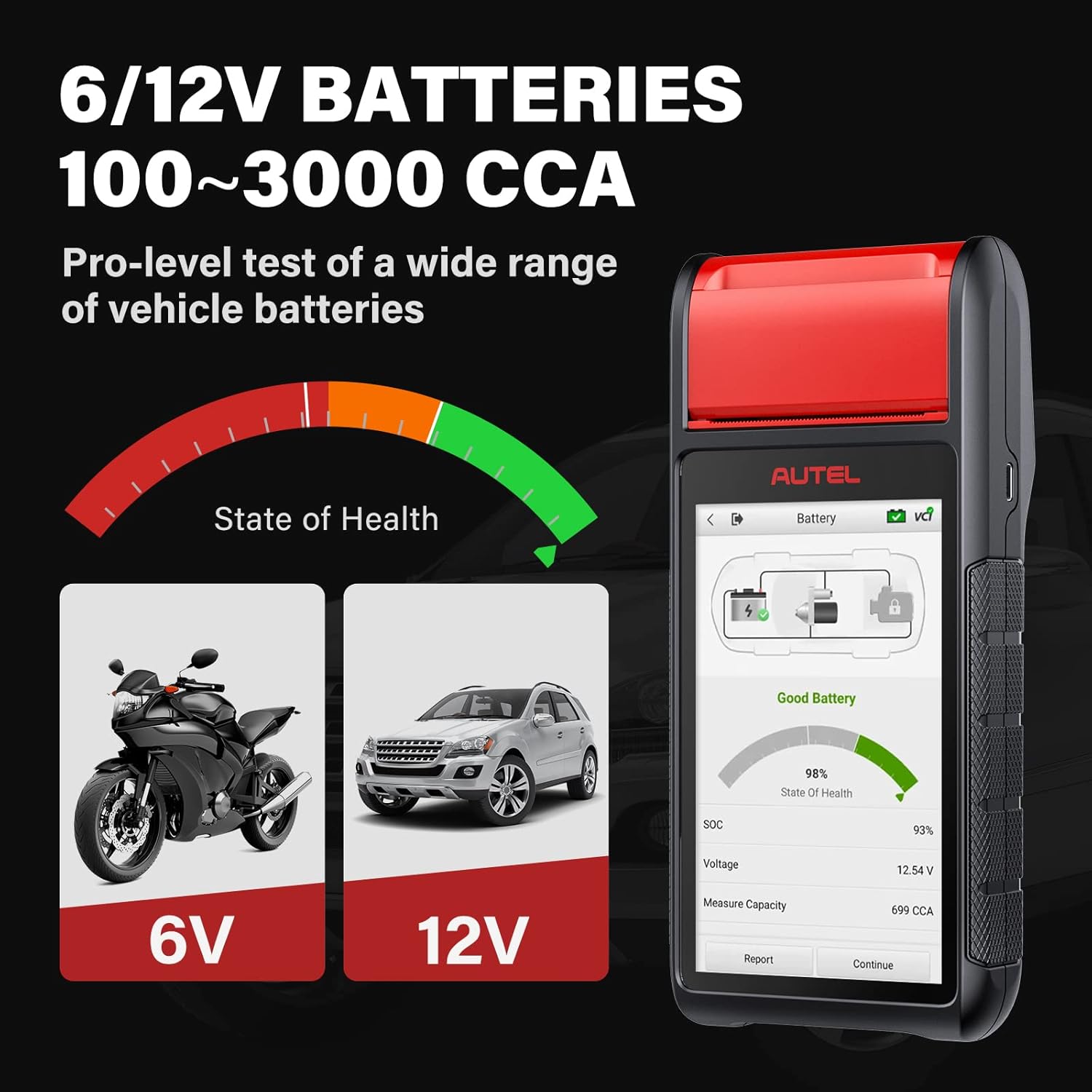 Battery Tester 6V 12V with All System Diagnostic Scan Tool OBD2 Scanner a7
