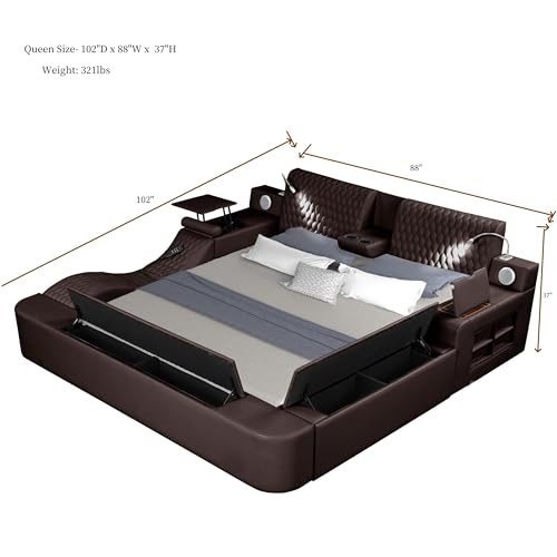 Queen Size Smart Bed Frame with Massage Recliner and Storage a7k