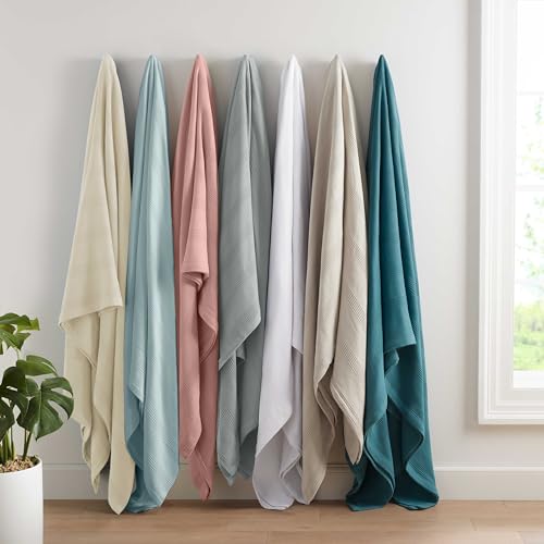 Cotton Thermal Blanket Twin Size 90x66 Inch White a7