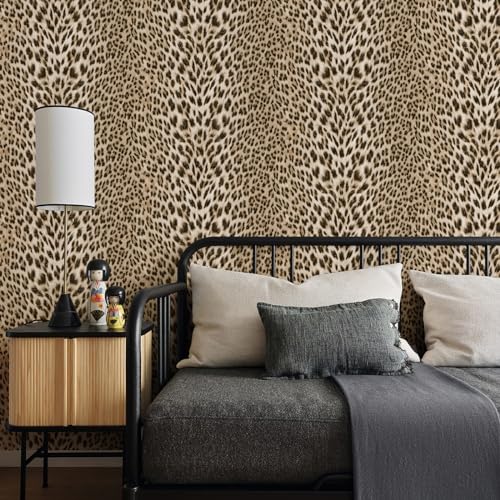 Leopard Textured Wallpaper Gold Glitter 3D Embossed Mural k7