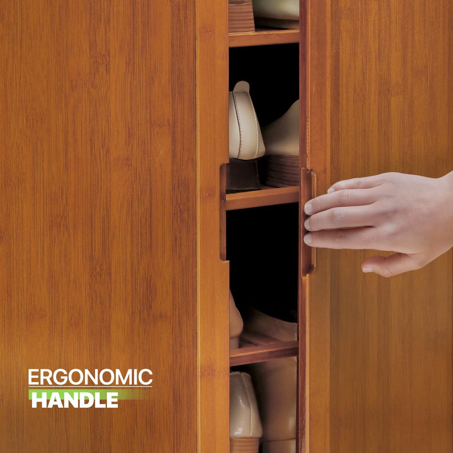 5 Tier Bamboo Shoe Cabinet with Doors and High Baffle a7