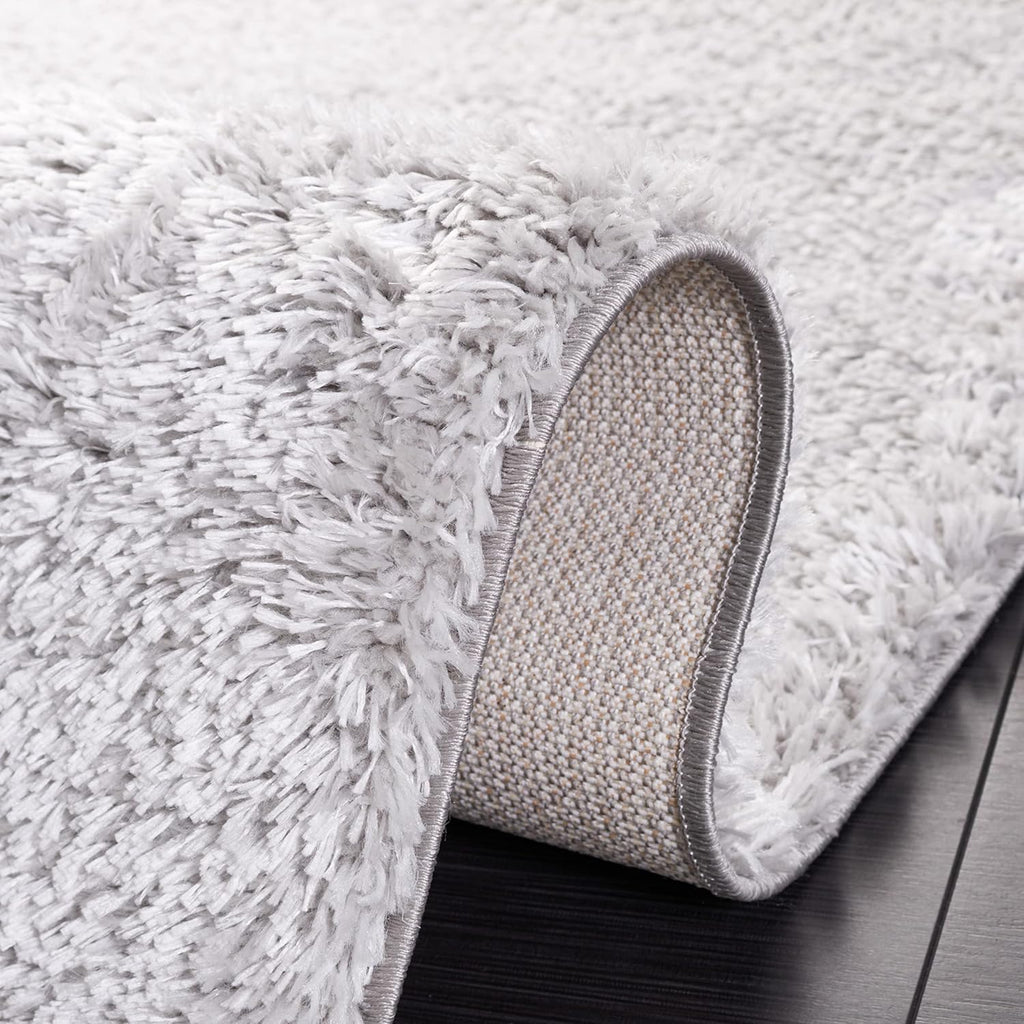 Shag Area Rug 8x10 Light Grey Non-Shedding Easy Care q7k