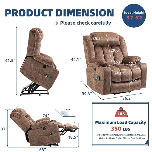Electric Power Lift Recliner Chair with Heat and Massage Gray a7