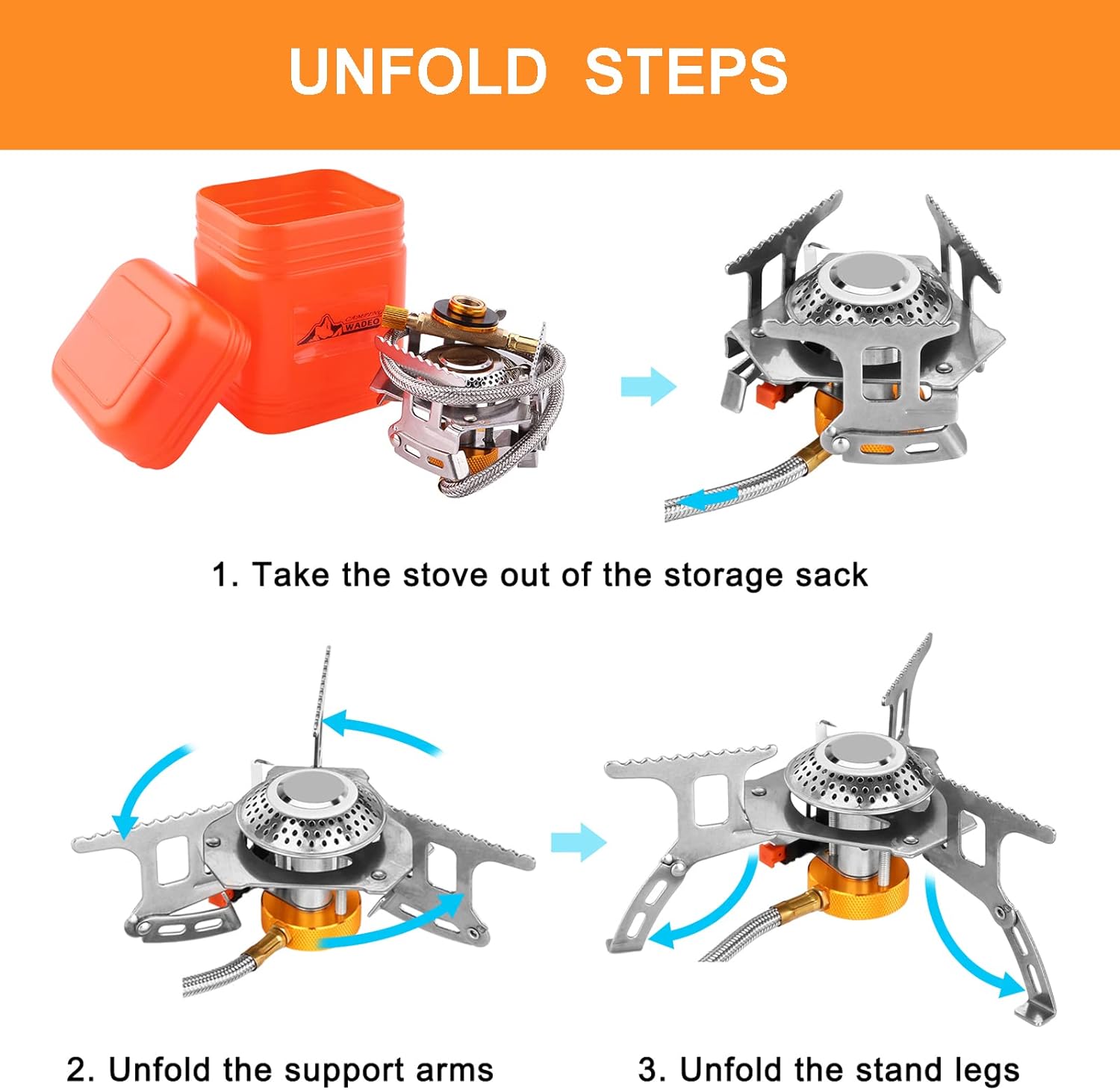 Camping Gas Stove 3700W Portable Burner with Piezo Ignition k7m