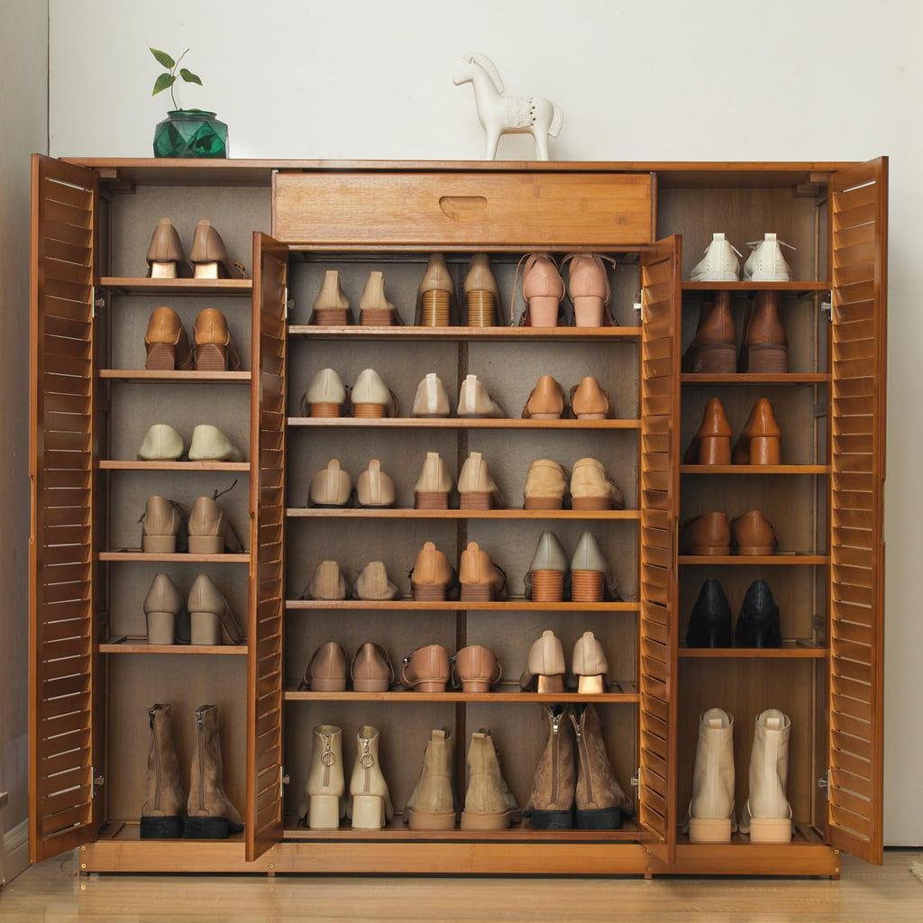 Bamboo 7-Tier Shoe Cabinet with Drawer and Boot Holder a7