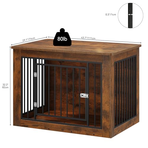 Dog Crate Furniture for Large Dogs Side End Table Indoor Kennel up to 60 lb Rustic Brown k7