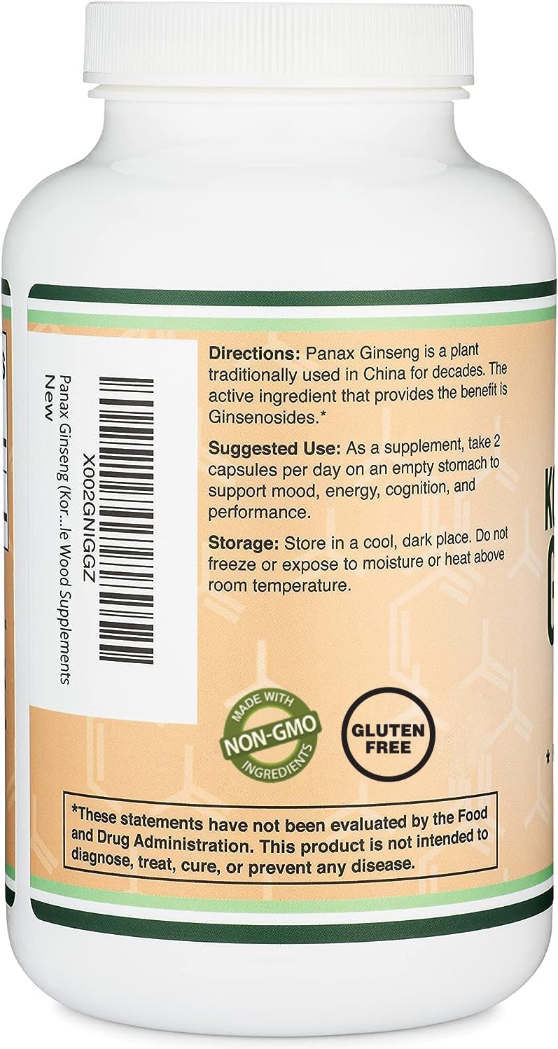 Ginseng Capsules 240 Vegan Capsules 1000mg per Serving k7