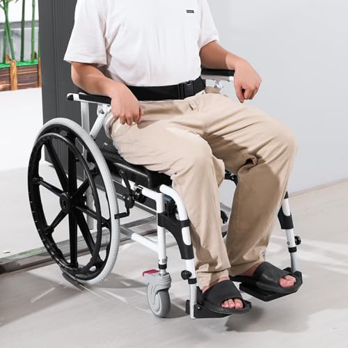 Shower Wheelchair 17.5in Aluminum Adjustable Rolling Chair with Brake a7
