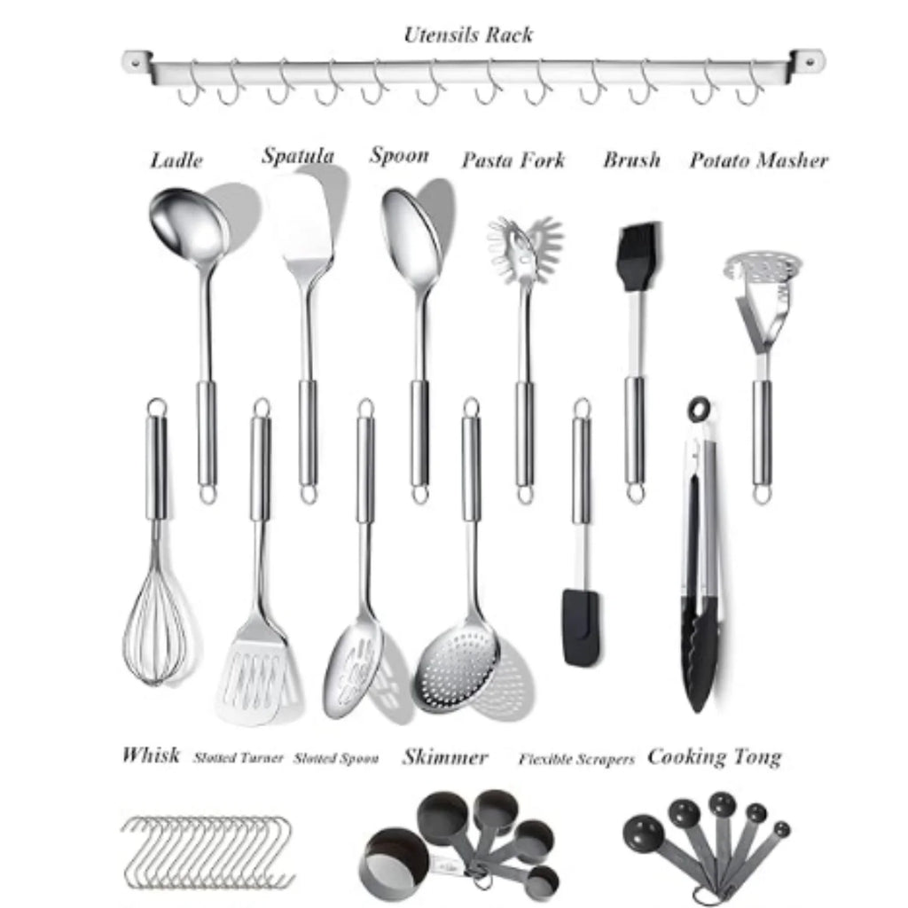 Stainless Steel Kitchen Utensils Set 38 Piece q7K