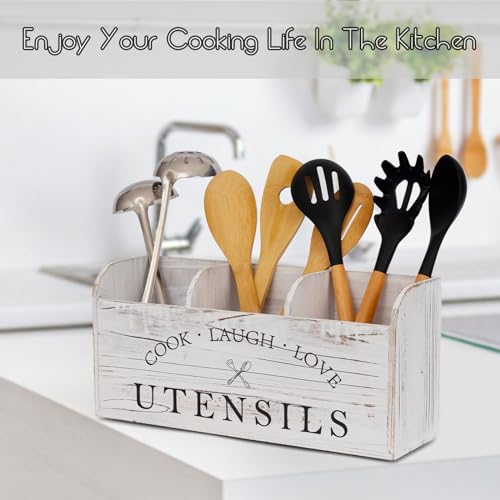 Wooden Utensil Holder for Kitchen Counter Storage Organizer a7