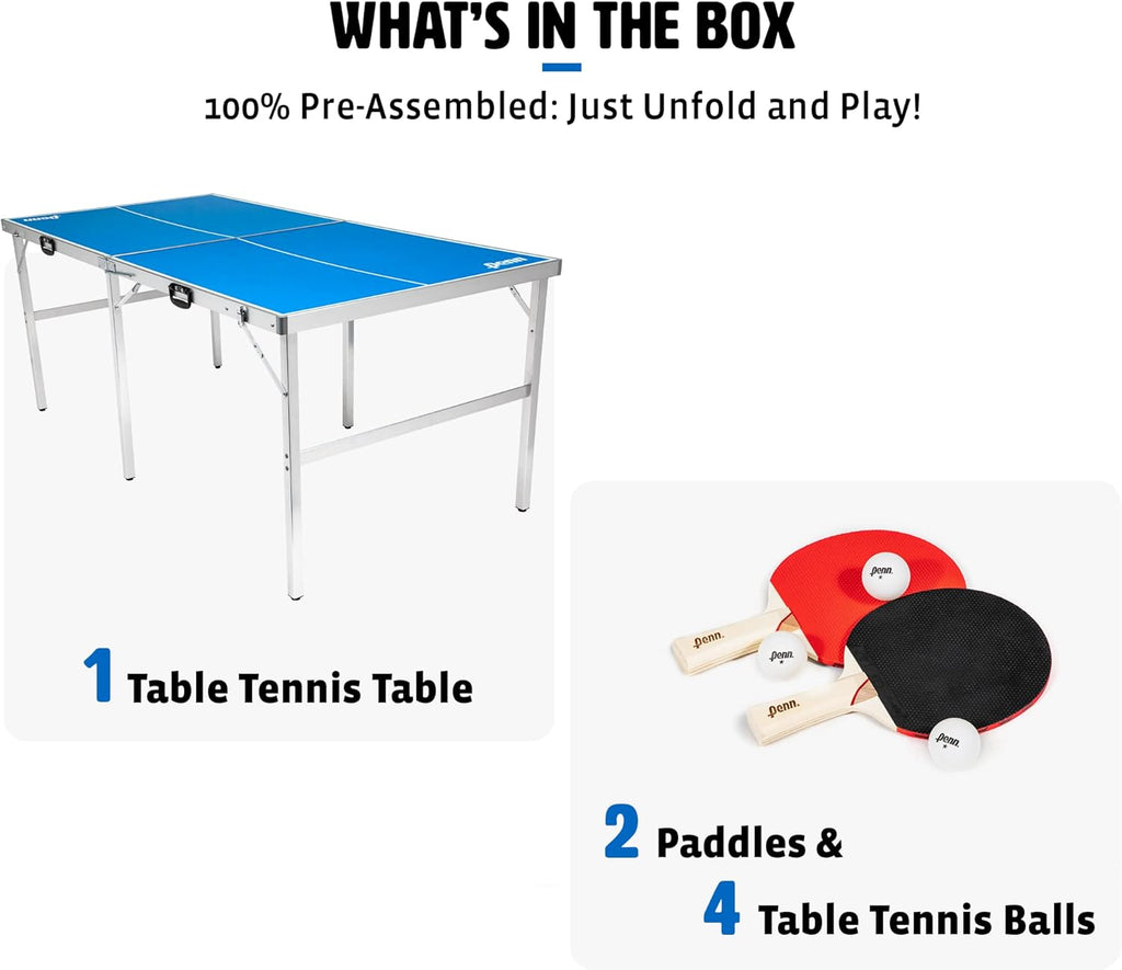 Space Saver Table Tennis Table 6ft Indoor Outdoor Portable with Net Paddles Balls a7