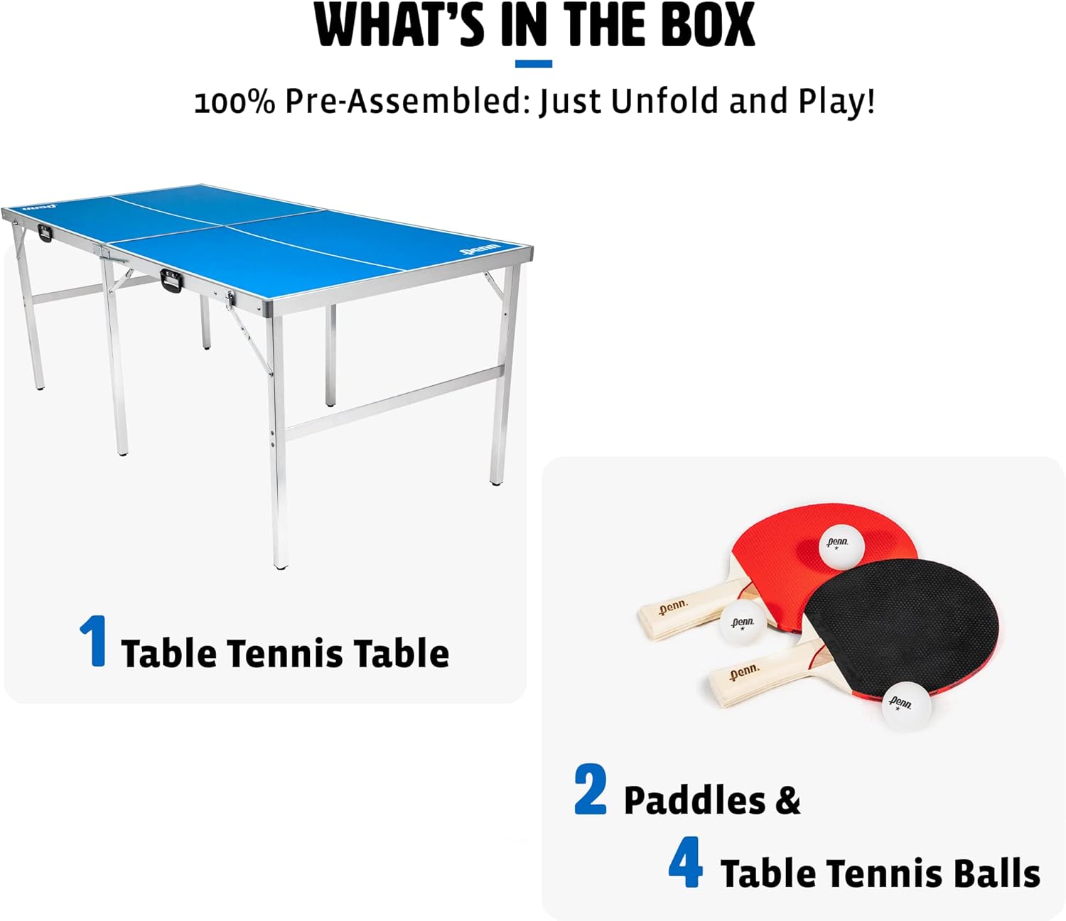 Space Saver Table Tennis Table 6ft Indoor Outdoor Portable with Net Paddles Balls a7