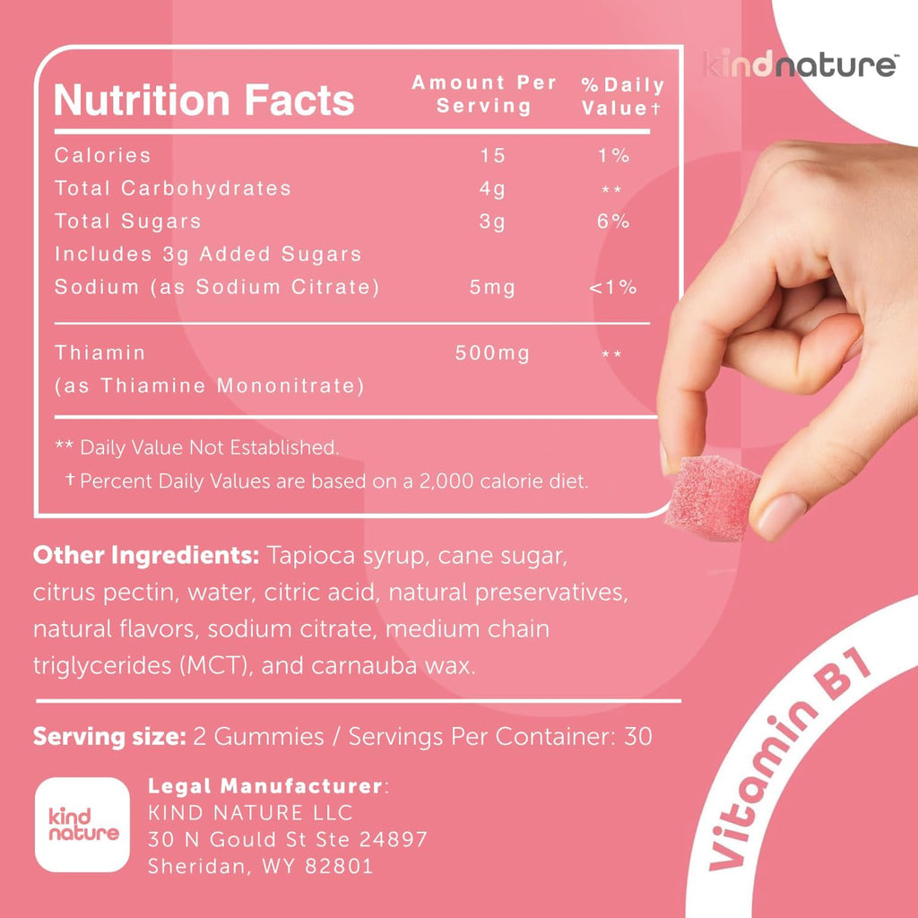 Vitamin B1 Gummies 500mg Strawberry Flavor a7