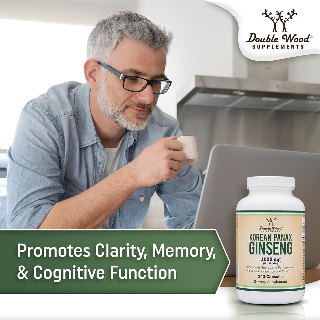 Ginseng Capsules 240 Vegan Capsules 1000mg per Serving k7