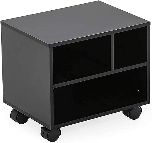 Printer Shelf 2 Tier Mobile Stand with Wheels Wood Storage Cart a7