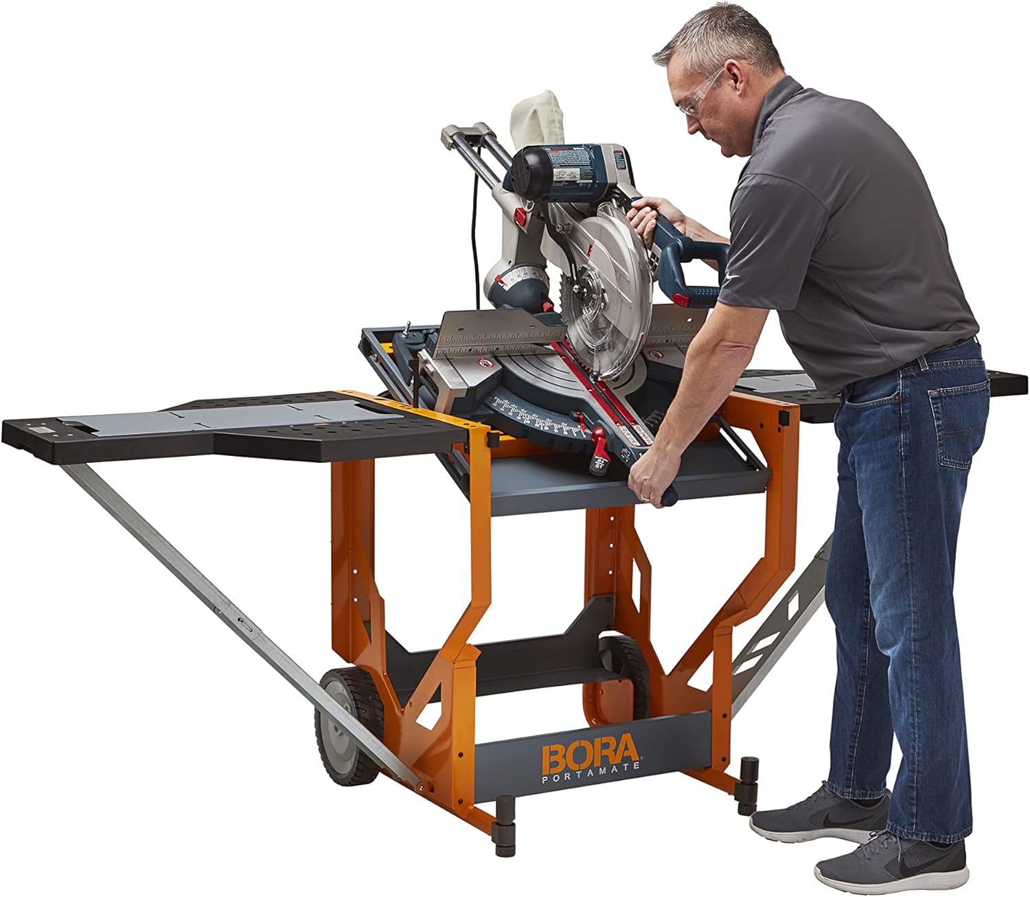 Miter Saw Workstation with Adjustable Roller Support k7q