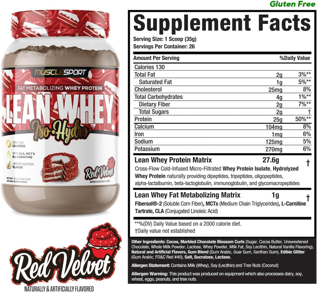 Whey Protein Isolate Powder 25g Per Scoop 2lb Red Velvet k7
