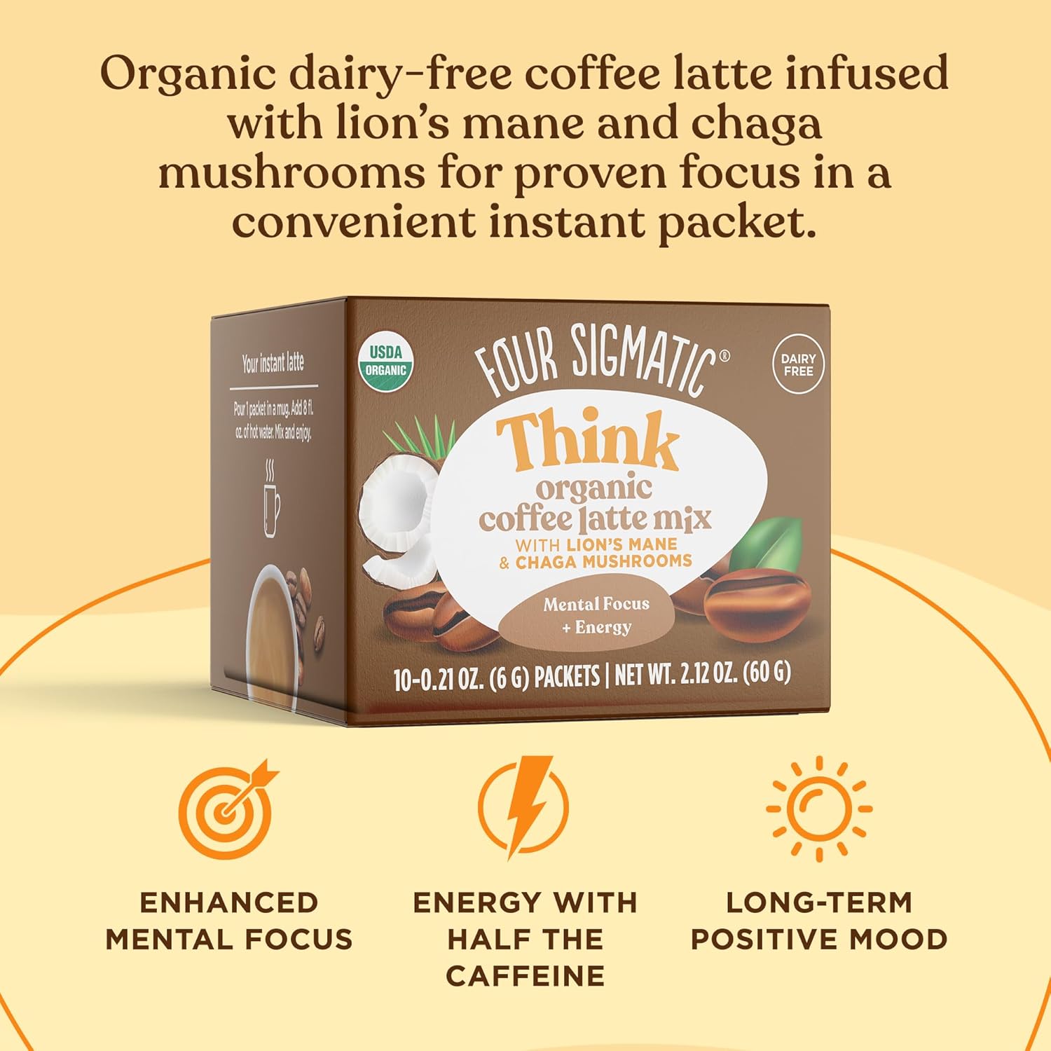 Organic Instant Coffee Latte Mix with Lion's Mane & Coconut Milk Powder a7