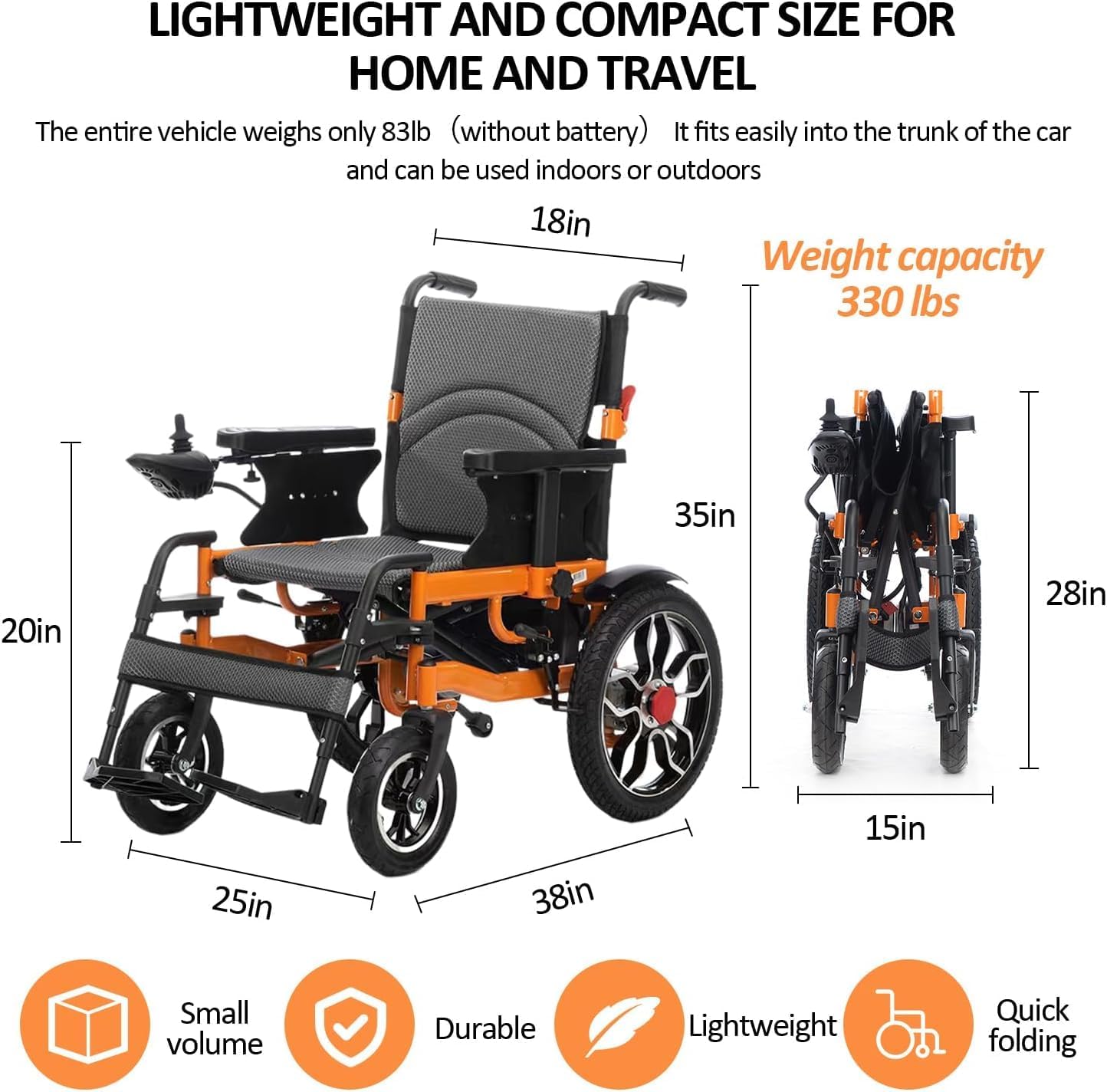 Electric Wheelchair Foldable Portable for Adults All Terrain Power Chair k7p