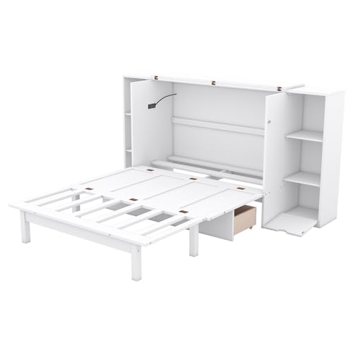 Queen Size Murphy Bed with Storage Drawers and USB Ports a7k