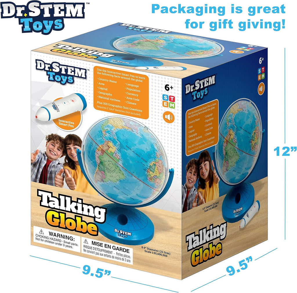 Talking World Globe with Interactive Stylus Pen and Stand, Colorful Map for Early Learning 9 Inches k7