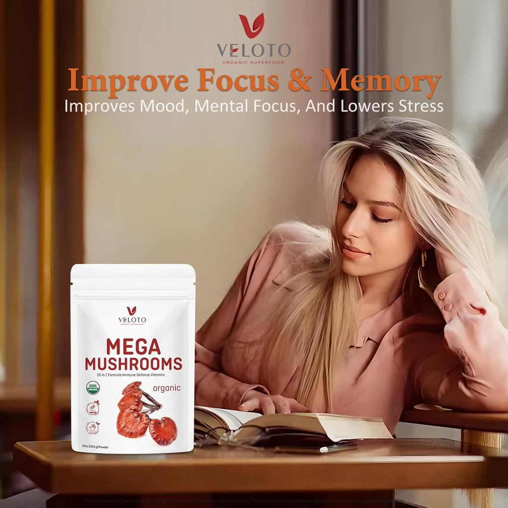 Organic Mushroom Powder Blend 10 in 1 Supplement k7
