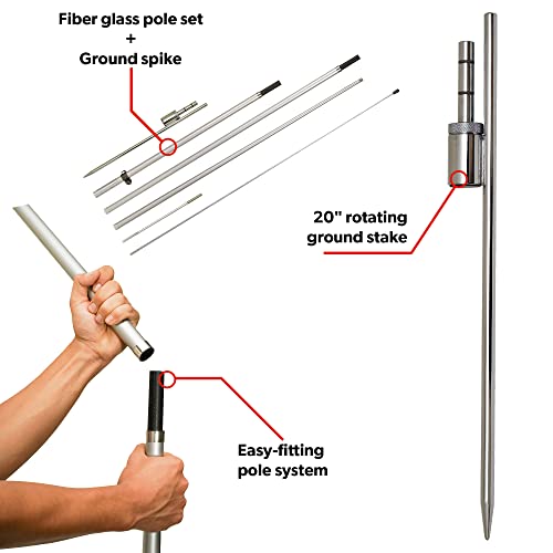 Feather Flag Pole Kit 12ft Fiberglass with Ground Spike Blue a7