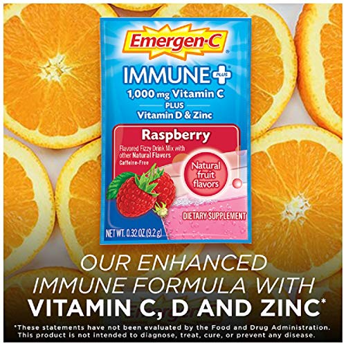 Vitamin C Powder with D, Zinc, Raspberry Flavor 30 Count k7m