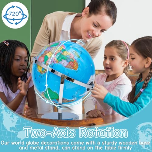 Illuminated World Globe with Stand for Kids Learning Blue a7
