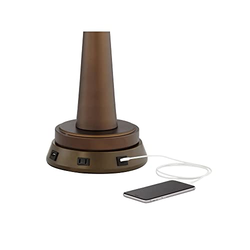 Rustic Industrial Table Lamp with USB and AC Outlet 26 High Bronze k7p