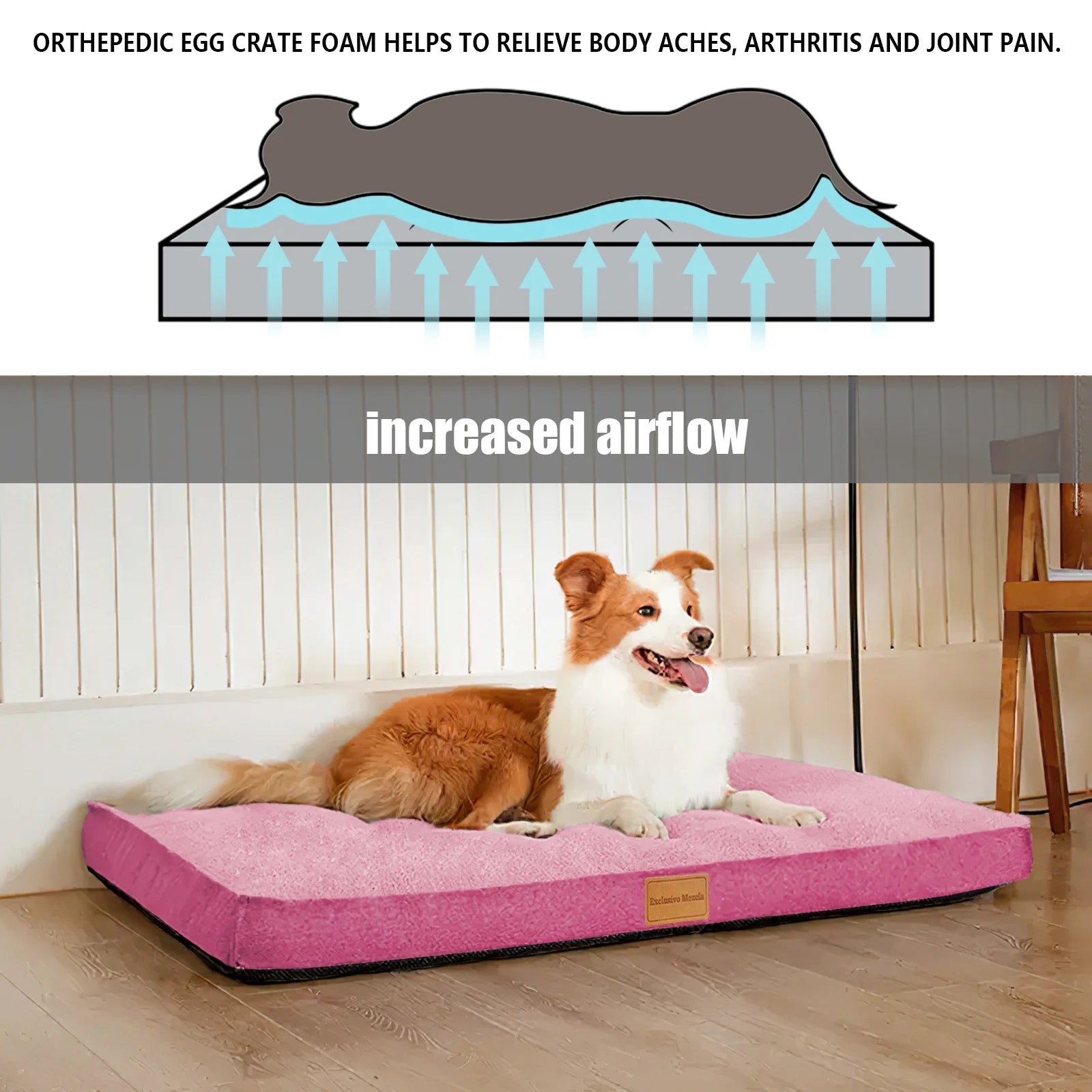 Orthopedic Pet Bed for Medium Dogs Pink Washable Cover a7