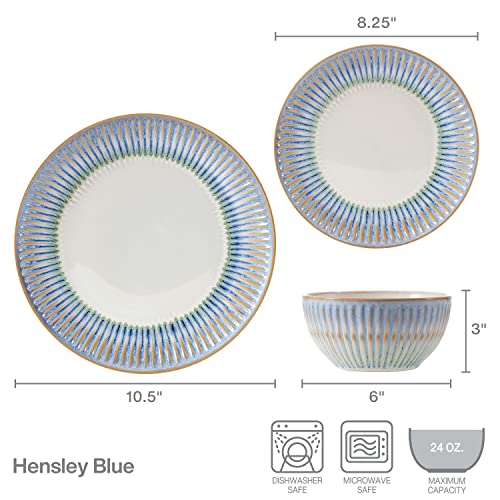 Blue 12 Piece Dinnerware Set Service For 4 k7