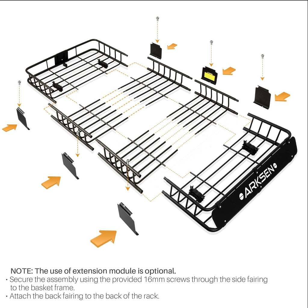 Roof Rack Cargo Basket with Soft-Shell Carrier for SUV Trucks Cars Black k7m