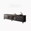 Television Stands American retro high-end black solid wood TV cabinet bedroom living room home light luxury high style floor-standing TV cabinet TV Stand(200X40X55CM)