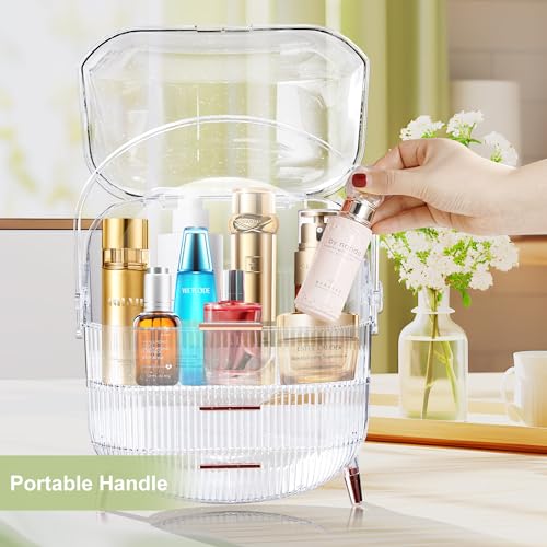 Makeup Organizer for Vanity Skincare Storage Crystal White k7